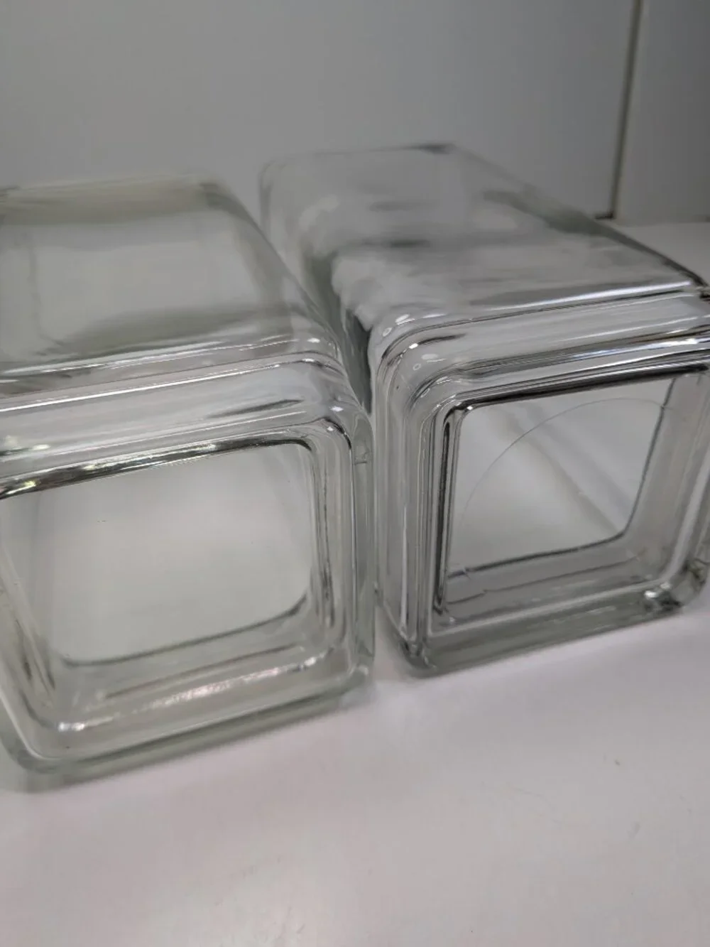 Vintage Clear Glass Square Canister Set - 2 Piece L & XL Jars